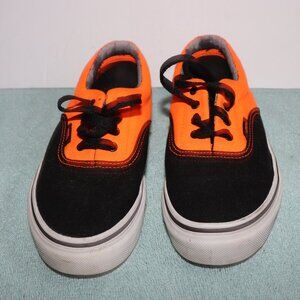 Vans Off the Wall  Youth size 3.5 Low Sneakers Black & Orange Lace Ups